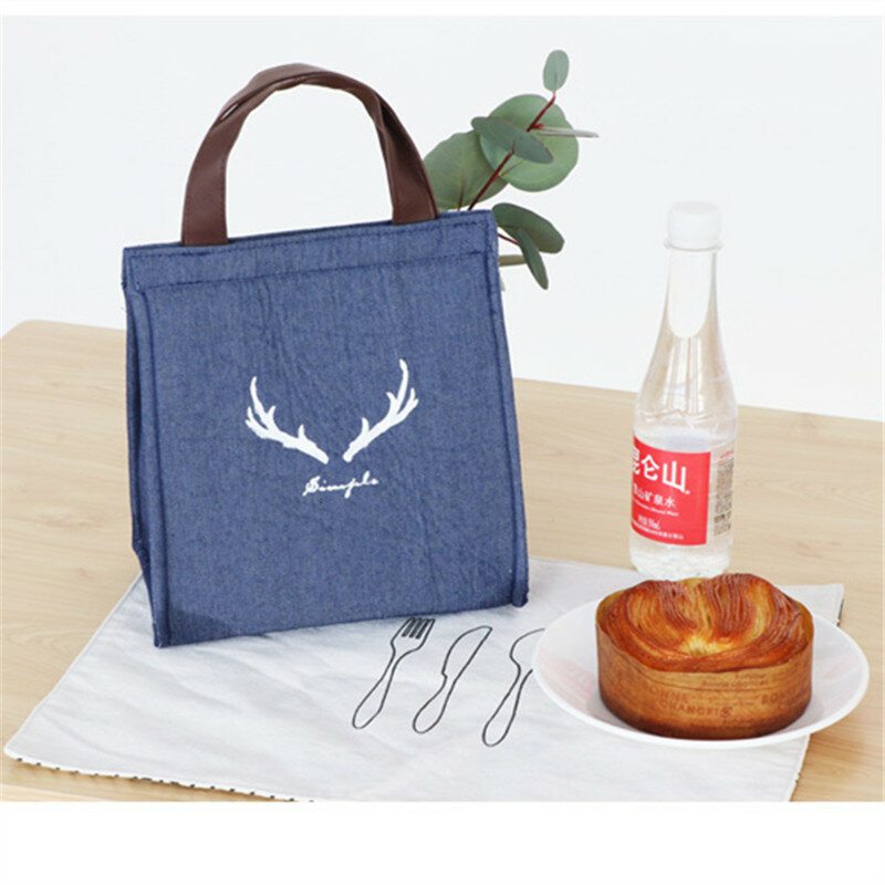 Denim Lunch Tote Bag Vodotesné Olejovzdorné Chladiace Izolované Zásobníky Na Kabelku