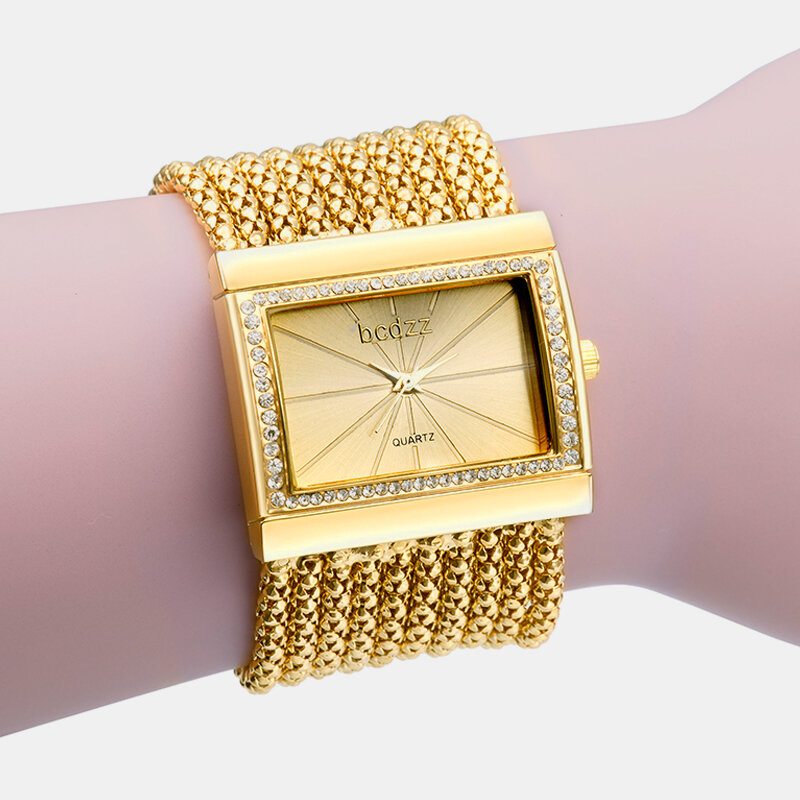 Leisure Luxury Women Náramkové Hodinky Hranatý Ciferník Medené Náramky Quartz Watch