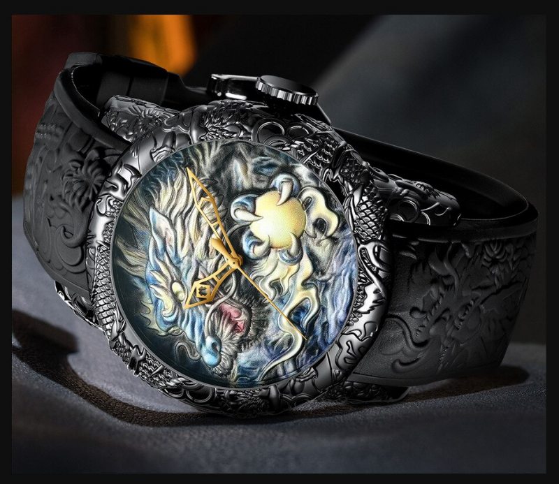 Luxusné Módne Hodinky Dragon Design Quartz Biden Pánske Silikónový Remienok Vodotesné Náramkové Športové Hodiny Relogio Masculino