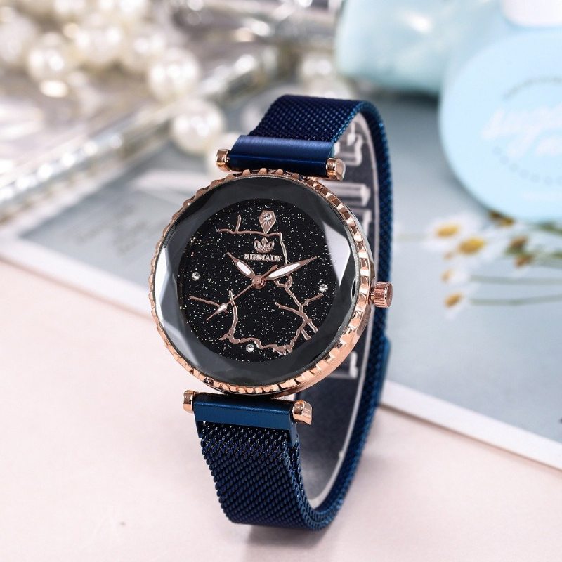 Módne Hodinky Starry Sky Quartz Watch Nerezové S Magnetom Pre Ženy Vodotesné