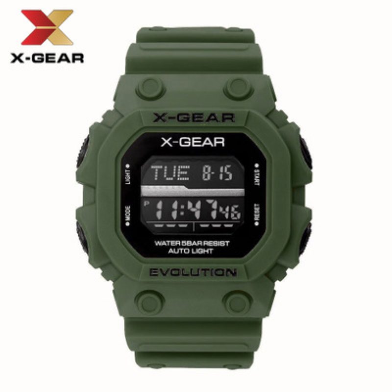 X-gear Revolution Armygreen Športové Hodinky Vodotesné Pánske Elektronické Moq 20pcs