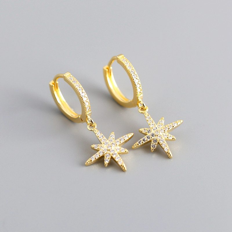 Náušnicový Obruč Micro Pave Cubic Zirconia Anise Star 925 Sterling Silver