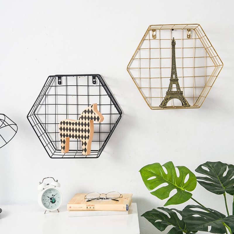 Iron Grid Wall Police Geometric Hexagon Decoration