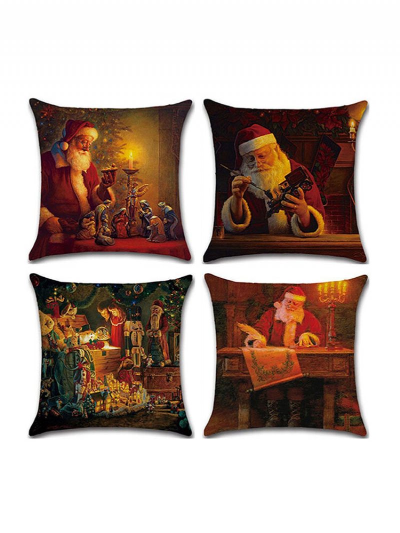 1 Pc Vianočný Vzor Santa Claus Obliečky Na Vankúše Domáca Pohovka Art Decor Mäkká Obliečka Na Vankúš Na