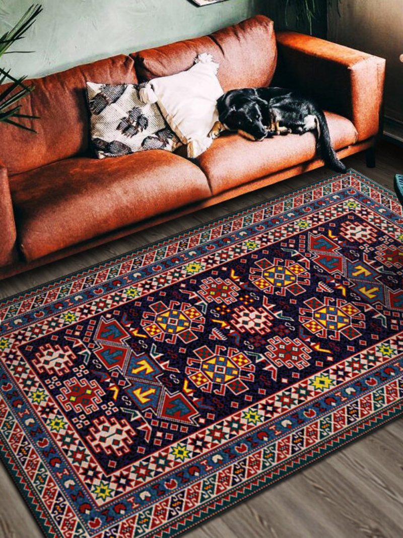 1ks Bohemia Style Retro Ethnic Overlay Geometrický Vzor Obývacia Izba Jedáleň Spálňa Stôl Nočný Sedenie Protišmykový Koberec