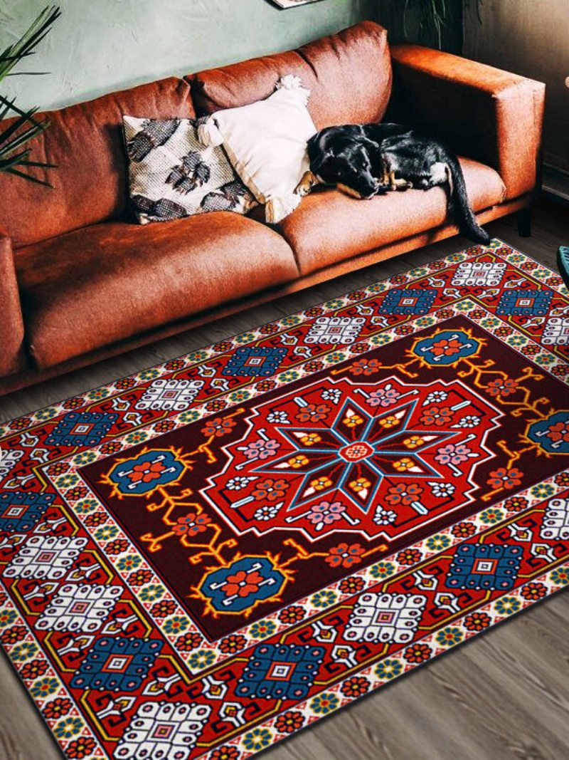 1ks Bohemia Style Retro Ethnic Overlay Geometrický Vzor Obývacia Izba Jedáleň Spálňa Stôl Nočný Sedenie Protišmykový Koberec