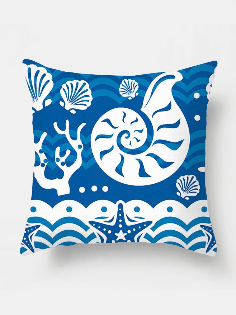 1pc Ocean Shell Printing Obliečka Na Vankúš Home Decor Pohovka Obývacia Izba Auto Throw