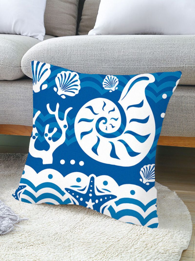 1pc Ocean Shell Printing Obliečka Na Vankúš Home Decor Pohovka Obývacia Izba Auto Throw