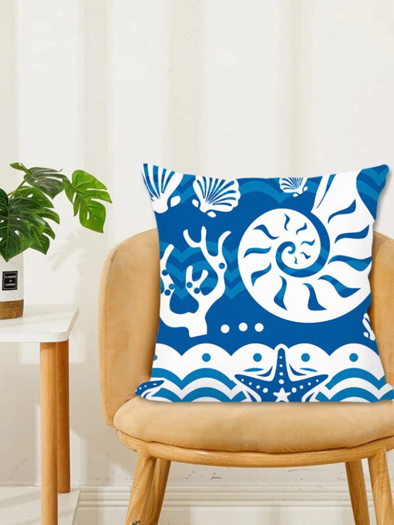 1pc Ocean Shell Printing Obliečka Na Vankúš Home Decor Pohovka Obývacia Izba Auto Throw