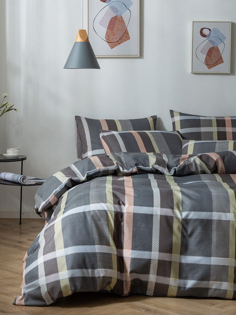 2/3 Ks Stripes Plaid Modern Contrast Color Súprava Obliečky Na Vankúš Obliečka Na Dospelí Posteľnej Bielizne S Manželskou Posteľou King