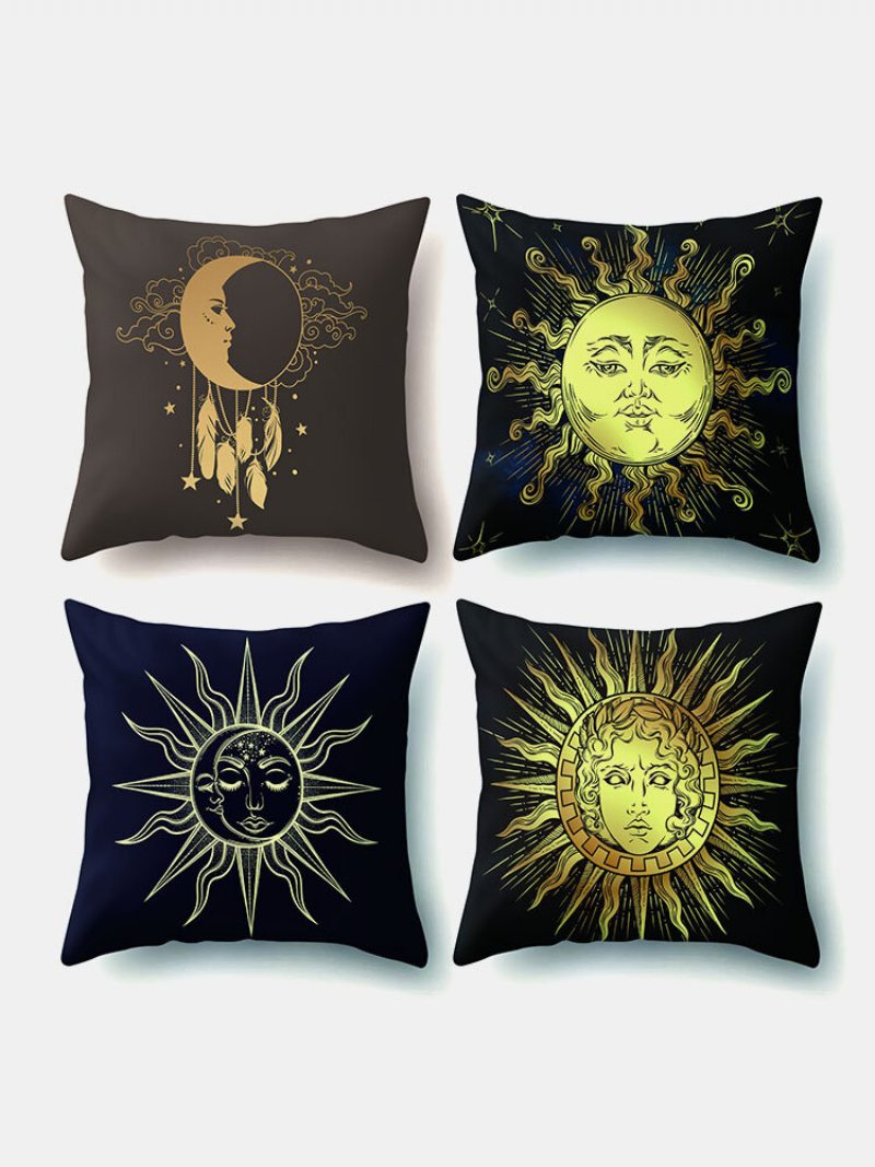 4 Ks Sun Moon Mandala Pattern Obliečka Na Vankúš Na Domov Dekorácia Planets