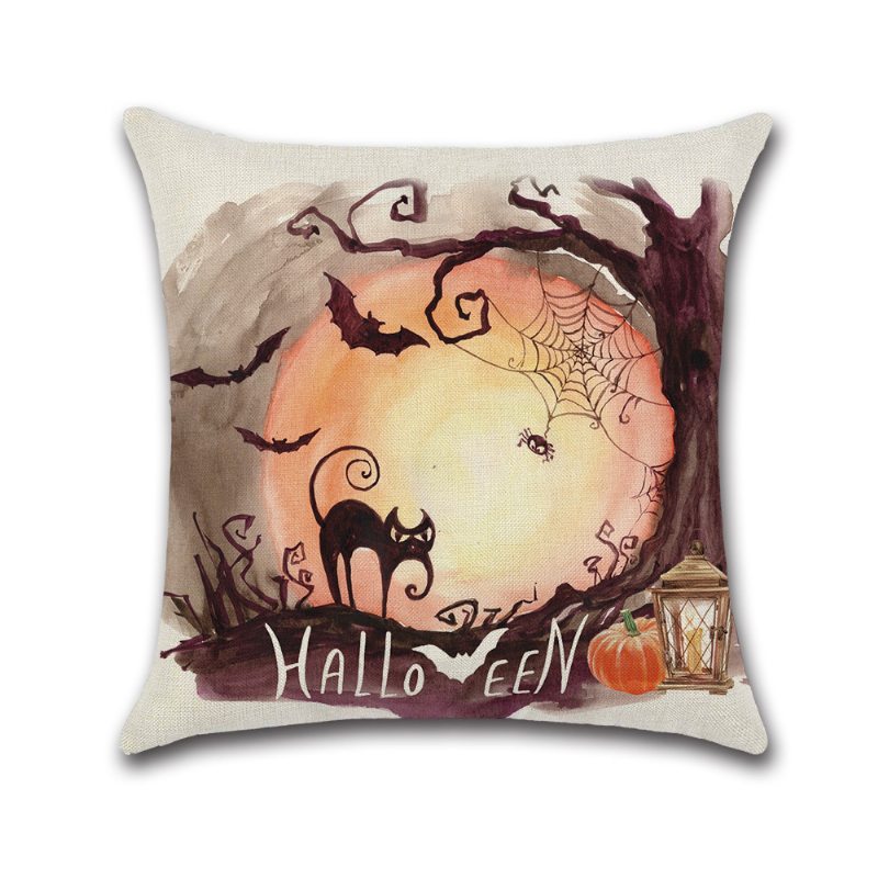 4ks Happy Halloween Throw Obliečka Na Vankúš Jesenná Tekvica Puzdro Na Pohovku 18 X 18 Palcov Bavlnené Obliečky