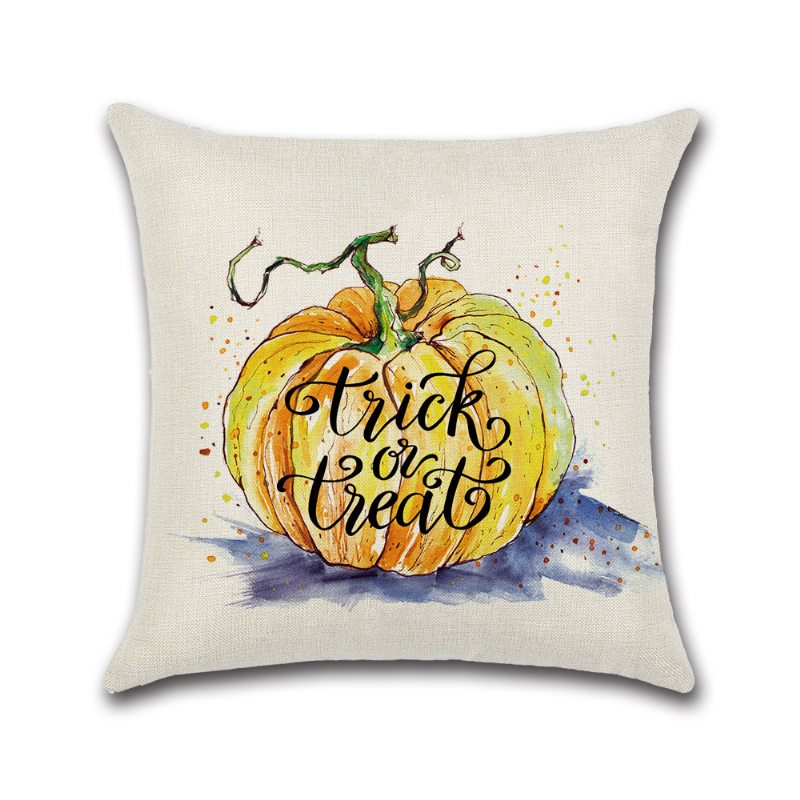 4ks Happy Halloween Throw Obliečka Na Vankúš Jesenná Tekvica Puzdro Na Pohovku 18 X 18 Palcov Bavlnené Obliečky