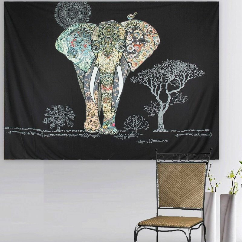 Slon Indický Mandala Plážový Uterák Na Stenu Závesný Gobelín Bohemian Throw Mat Dorm Cover