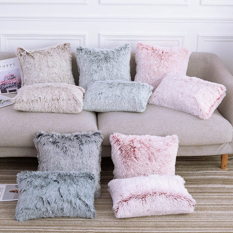 Vankúš S Dlhými Vlasmi Nočný Gradient Color Back Cushion Plyšová Obliečka Na