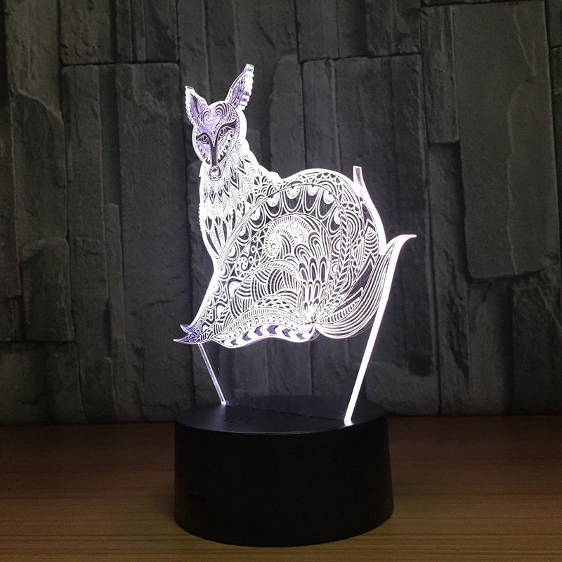 3d Fox Nočné Osvetlenie Stolové Lampy S Optickou Ilúziou 7 Svetiel Ktoré Menia Farbu Stolová Lampa Led