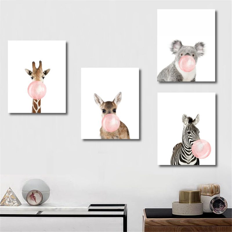 Aussie Style Funny Koala Bear Zebra Plagát Na Plátne Nursery Wall Umelecká Tlač Dekorácia Detskej Izby