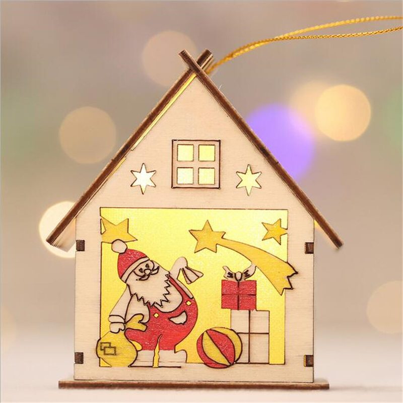 Drevený Santa Claus Snehuliak Elk Night Light Vianočný Darček Závesný Mini Domček Vyrobený Z Dreva