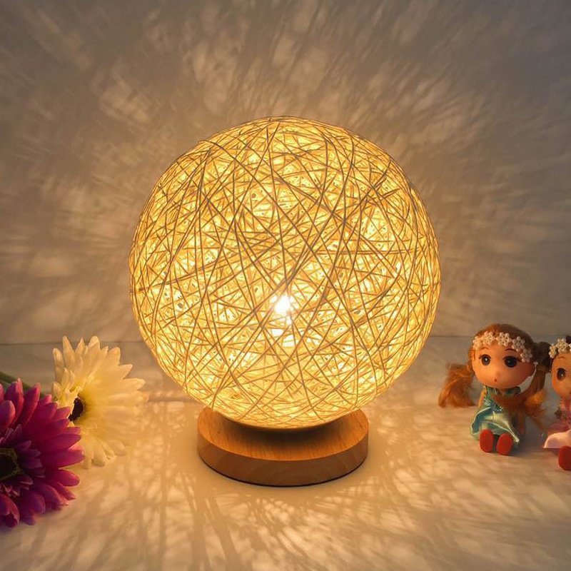 Ratanová Guľa Nočný Stolík Nočná Lampa Spálňa Home Decor Valentine Gift