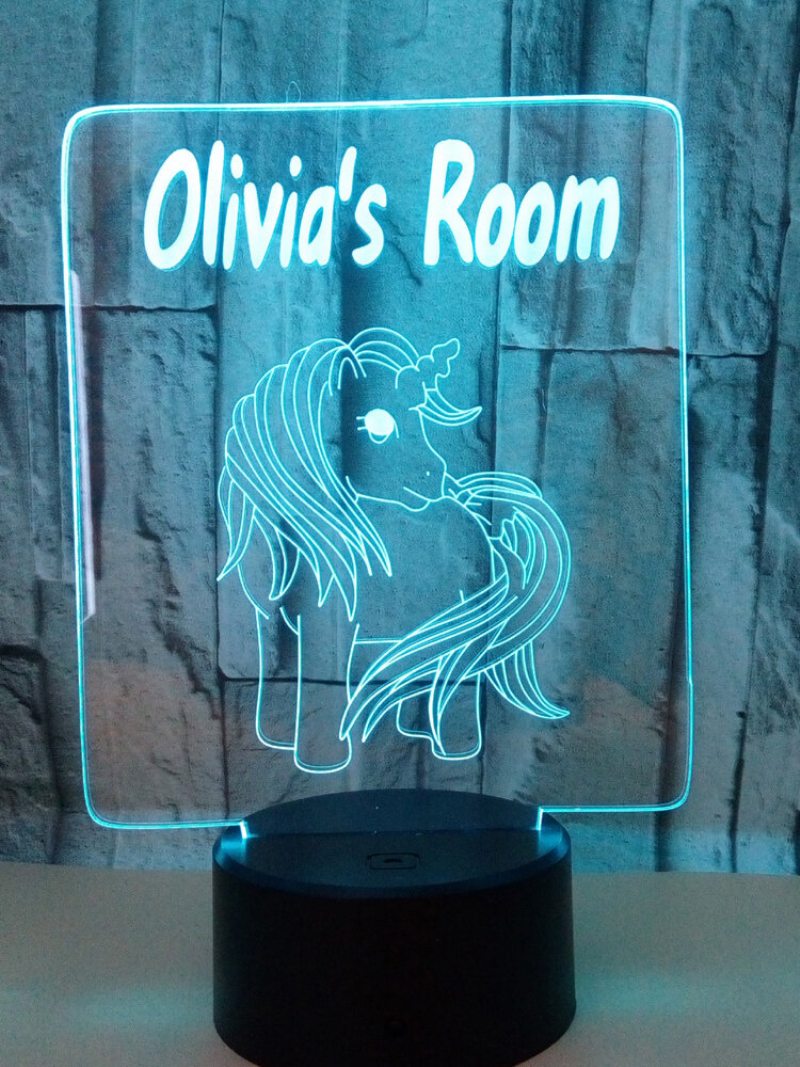 Unicorn 3d Akrylová Lampa Usb 7-farebná Meniaca Sa Led Illusion Dotykový Spínač Nočné Osvetlenie Darček Na Stôl