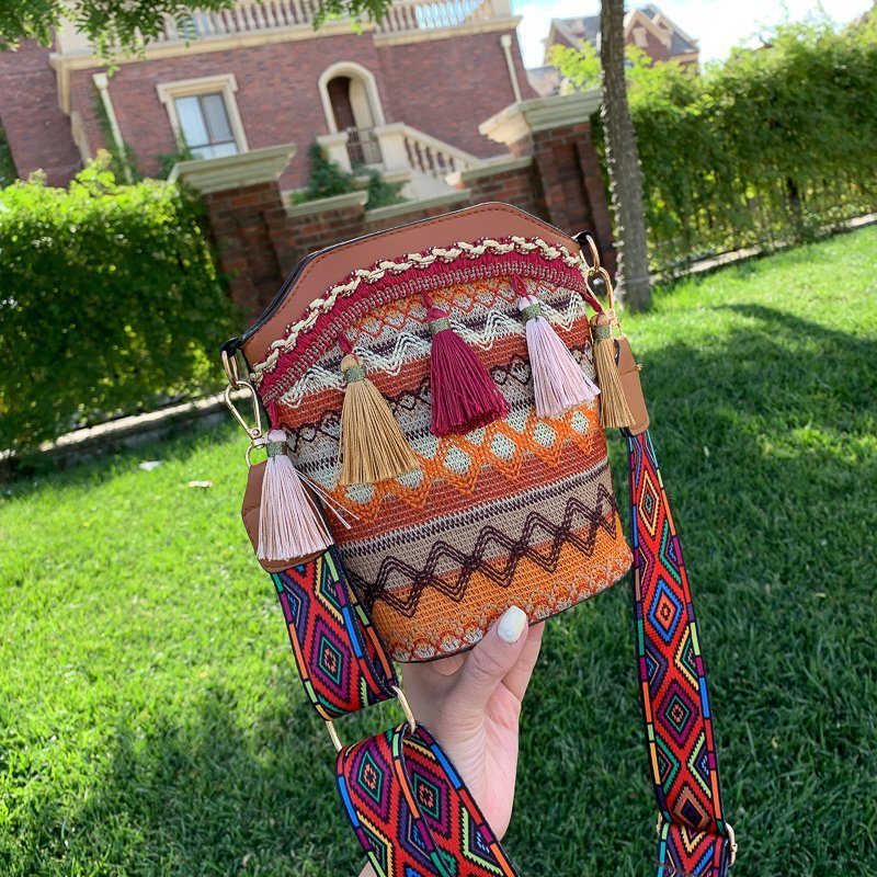 2023 Individuálna Taška Cez Rameno V Etnickom Štýle Tassel Woven Bucket Bag Pre Ženy