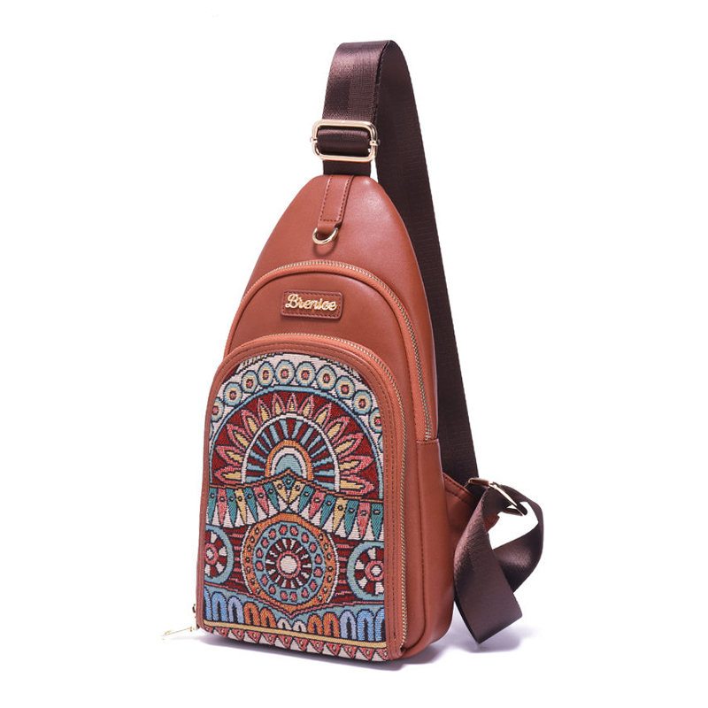 Brenice Vintage Vyšívacie Náprsné Tašky National Printing Crossbody