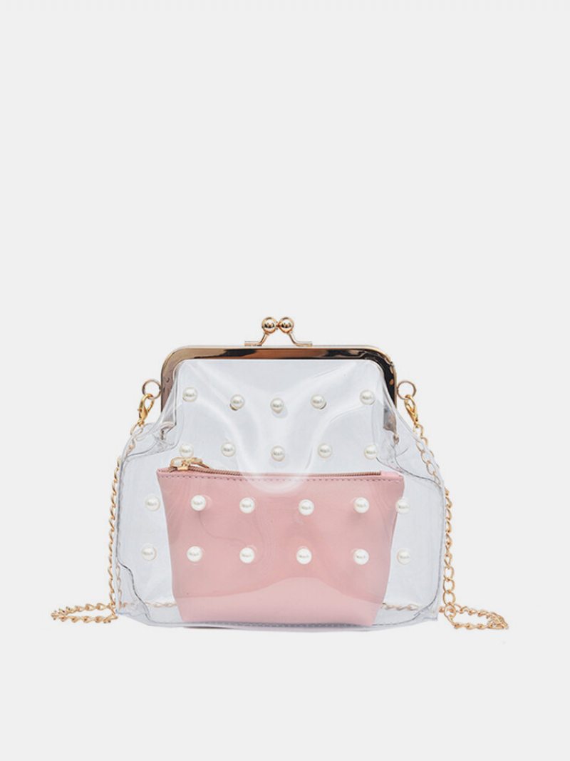 Dámska 2ks Pvc Hasp Pearly Shell Taška Cez Rameno Crossbody Kabelky