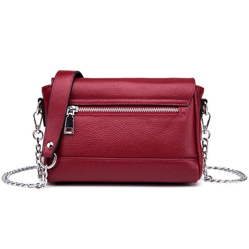 Dámska Crossbody Kabelka Z Pravej Kože Vintage High-end Taška Cez Rameno S Retiazkou