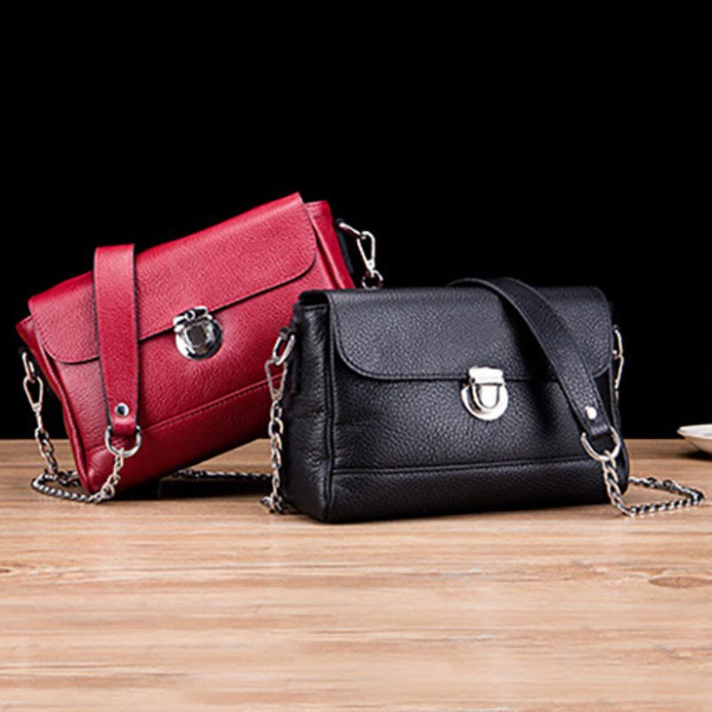 Dámska Crossbody Kabelka Z Pravej Kože Vintage High-end Taška Cez Rameno S Retiazkou