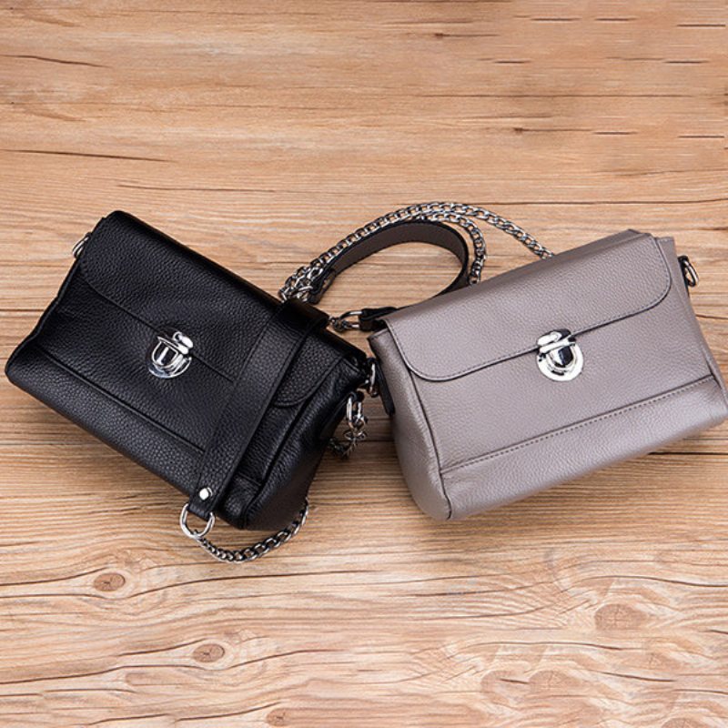 Dámska Crossbody Kabelka Z Pravej Kože Vintage High-end Taška Cez Rameno S Retiazkou