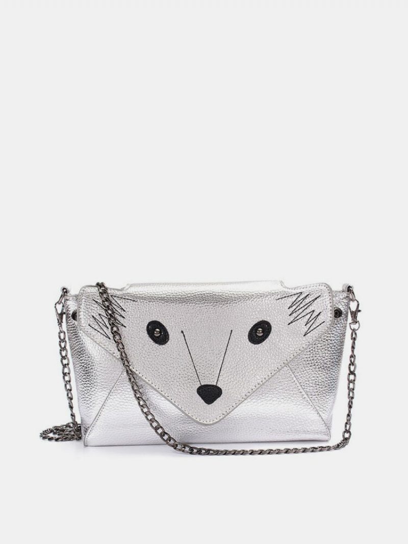 Dámska Kožená Crossbody Kabelka Fox Vzor