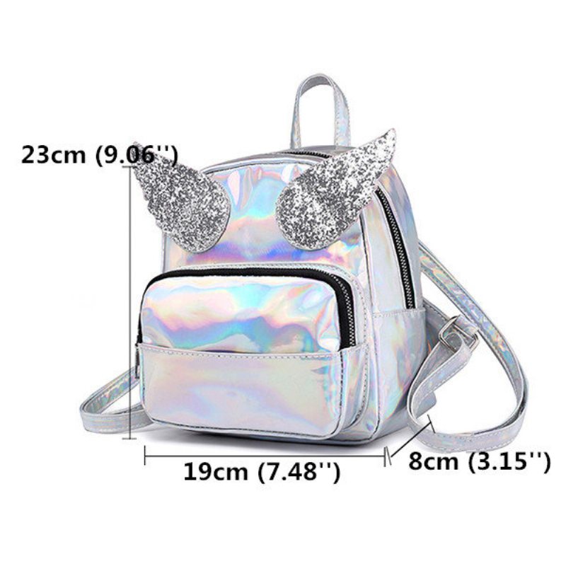 Dámska Laserová Taška Cez Rameno Sequin Wings Backpack Roztomilá Reflexná