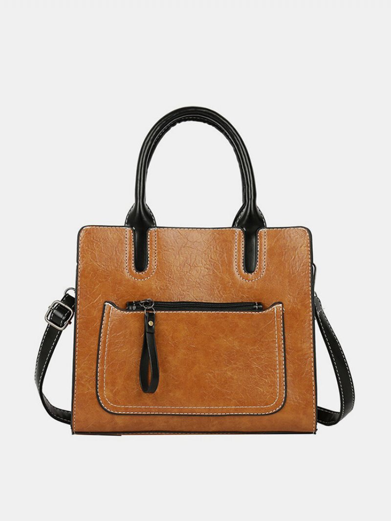 Dámska Pu Kožená Kabelka Retro Pevná Crossbody Pre Voľný Čas