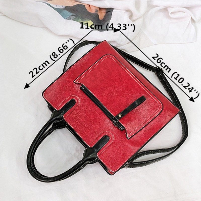 Dámska Pu Kožená Kabelka Retro Pevná Crossbody Pre Voľný Čas