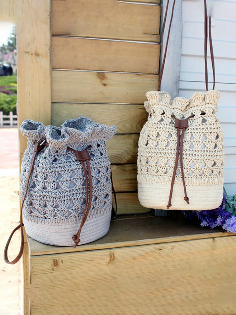 Dámska Strawn Bohémska Štýlová Ľahká Crossbody Taška Beach Bucket Bag