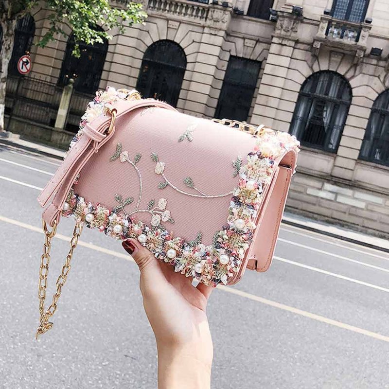 Dámska Štýlová Elegantná Čipkovaná Kabelka Cez Rameno S Nastaviteľným Ramenným Popruhom Crossbody Z Pu Kože