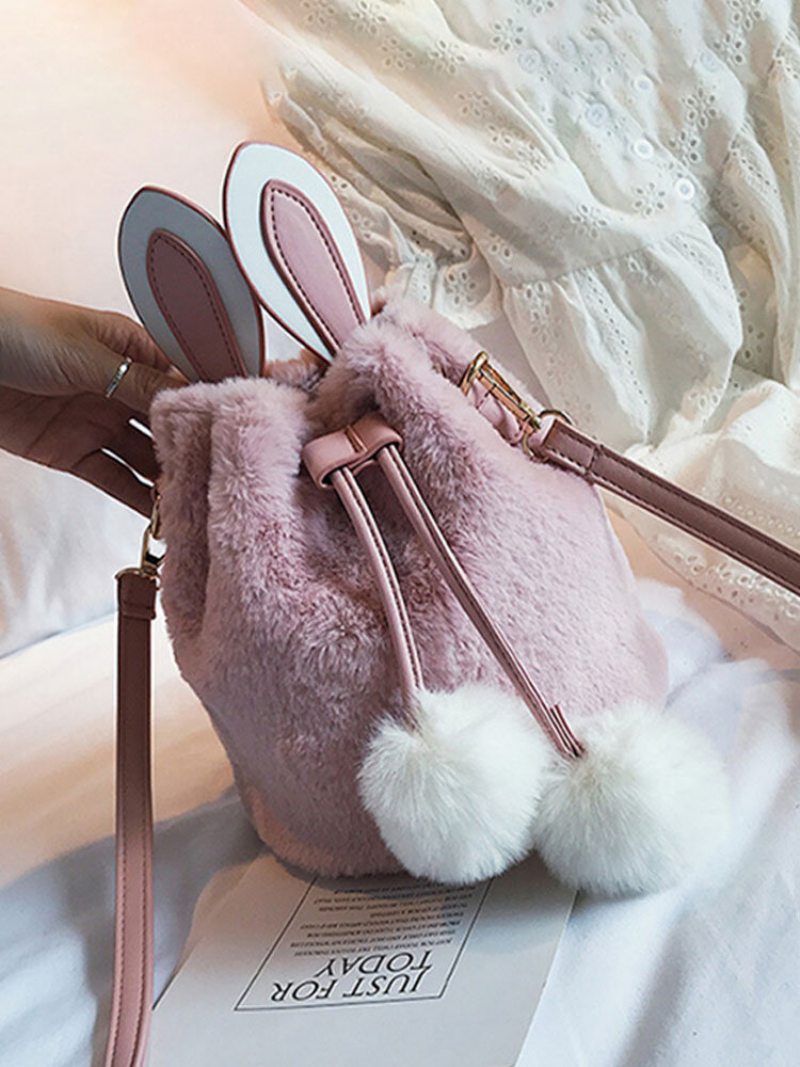 Dámska Taška Cute Rabbit Fluffy Bucket Bag String Crossbody Kabelka