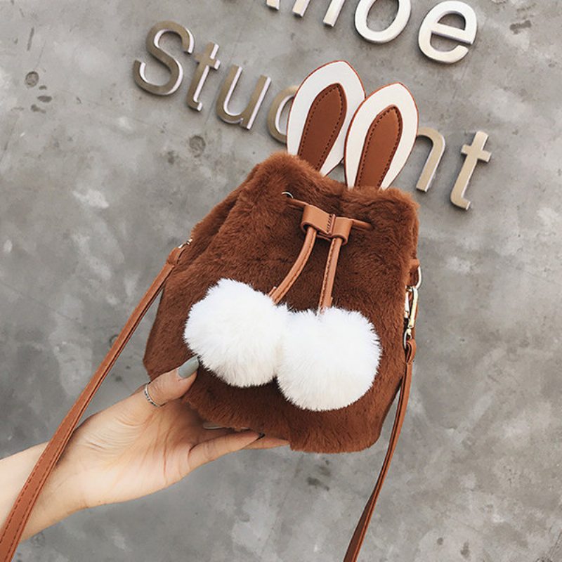 Dámska Taška Cute Rabbit Fluffy Bucket Bag String Crossbody Kabelka