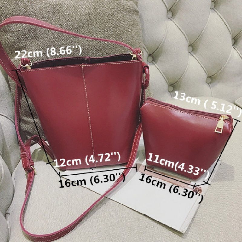 Dámske 2ks Leisure Pu Bucket Bags Veľkokapacitné Crossbody Kabelky