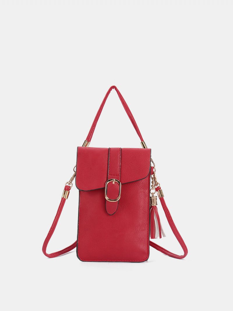 Dámske Pu Kožený Dotykový Displej 5.5-palcový Telefón Tašky Tassel Crossbody