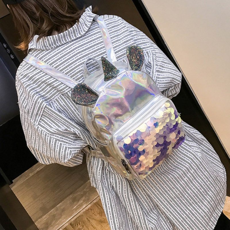 Nový Pu Sequin Batoh Unicorn Student Cute Bag Cartoon Girl Taška Cez Rameno Lady