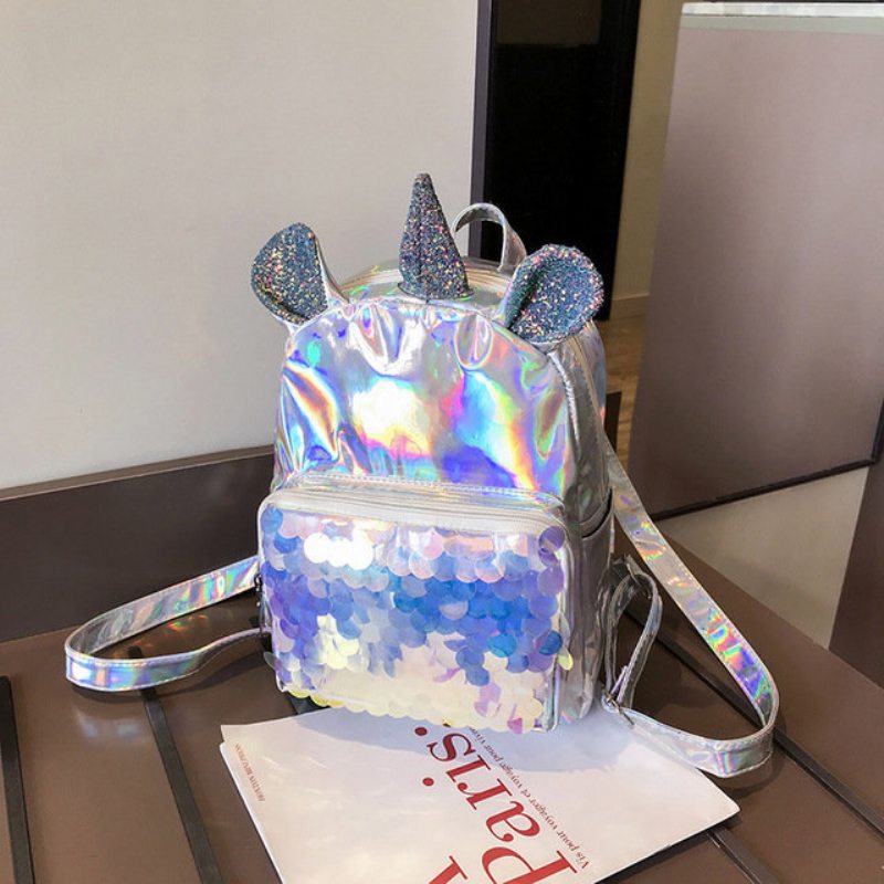 Nový Pu Sequin Batoh Unicorn Student Cute Bag Cartoon Girl Taška Cez Rameno Lady