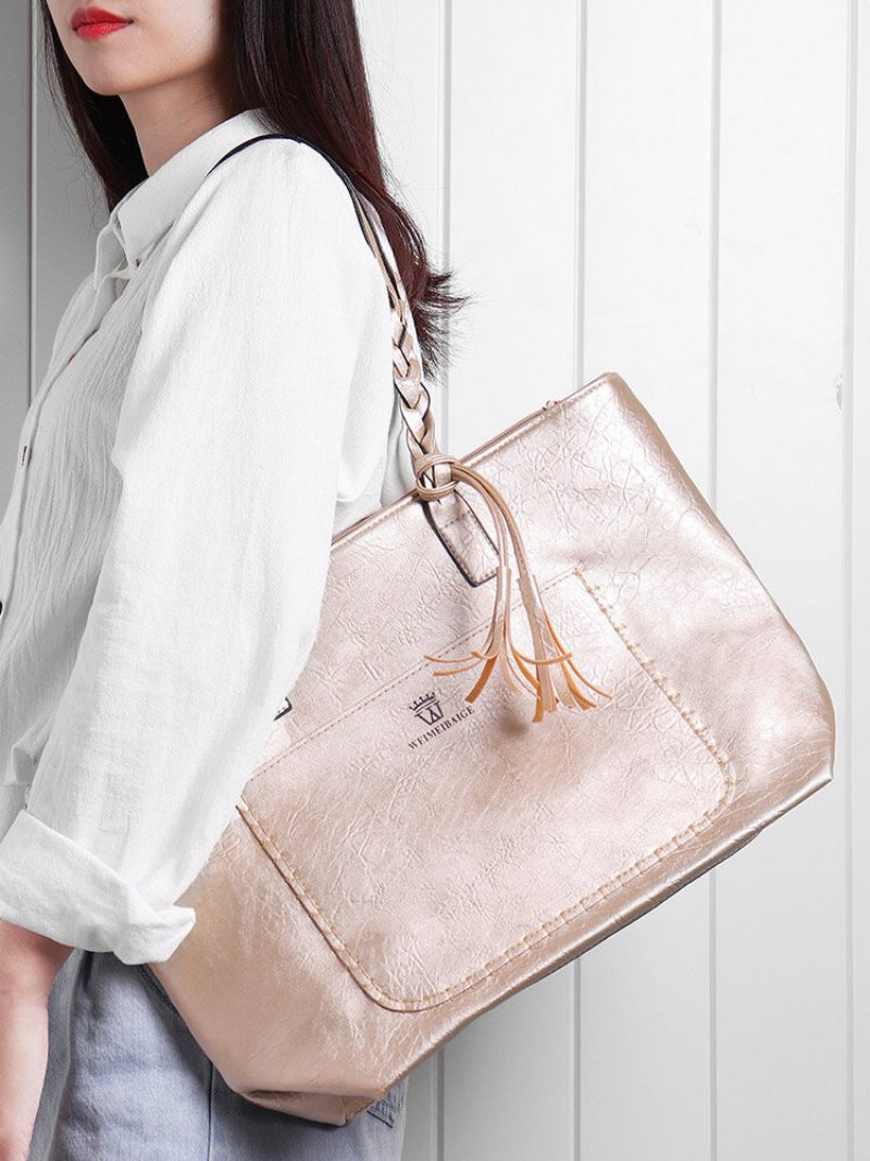 Tassel Decor Tote Bag So Zapletenou Rukoväťou