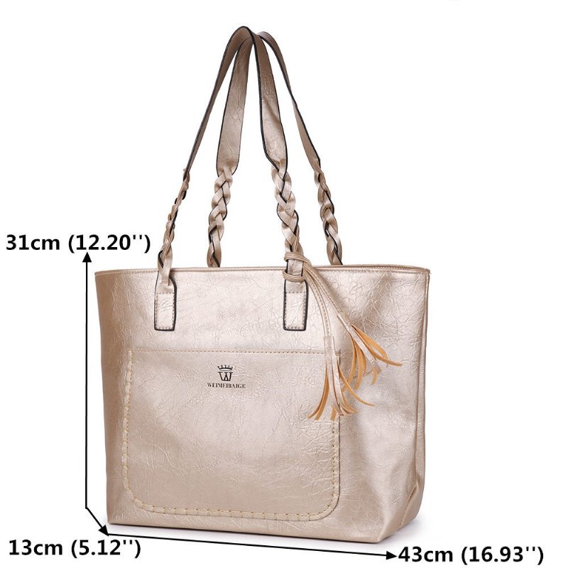 Tassel Decor Tote Bag So Zapletenou Rukoväťou