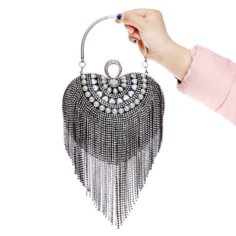 Tassel Evening Bag Luxury Female Clutch Mini Polyesterová Spojka Na Šaty V Tvare Srdca 2023