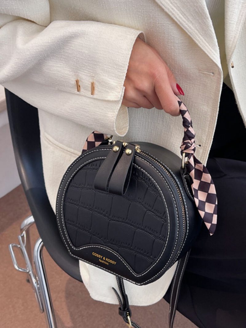 Trendy Klein Kabelka So Vzorom Modrého Kameňa Umelá Koža Nit Okrúhle Hodvábne Šatky Dekorácia Crossbody