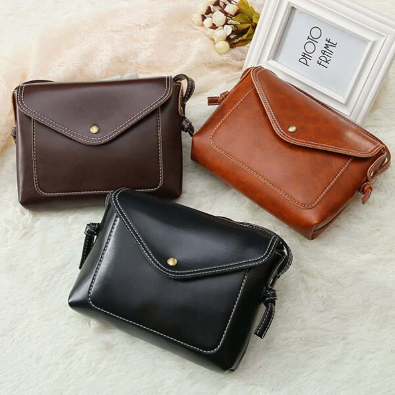 Women Men Oil Leather Pu Crossbody Taška Envelope Bag Messenger Bag