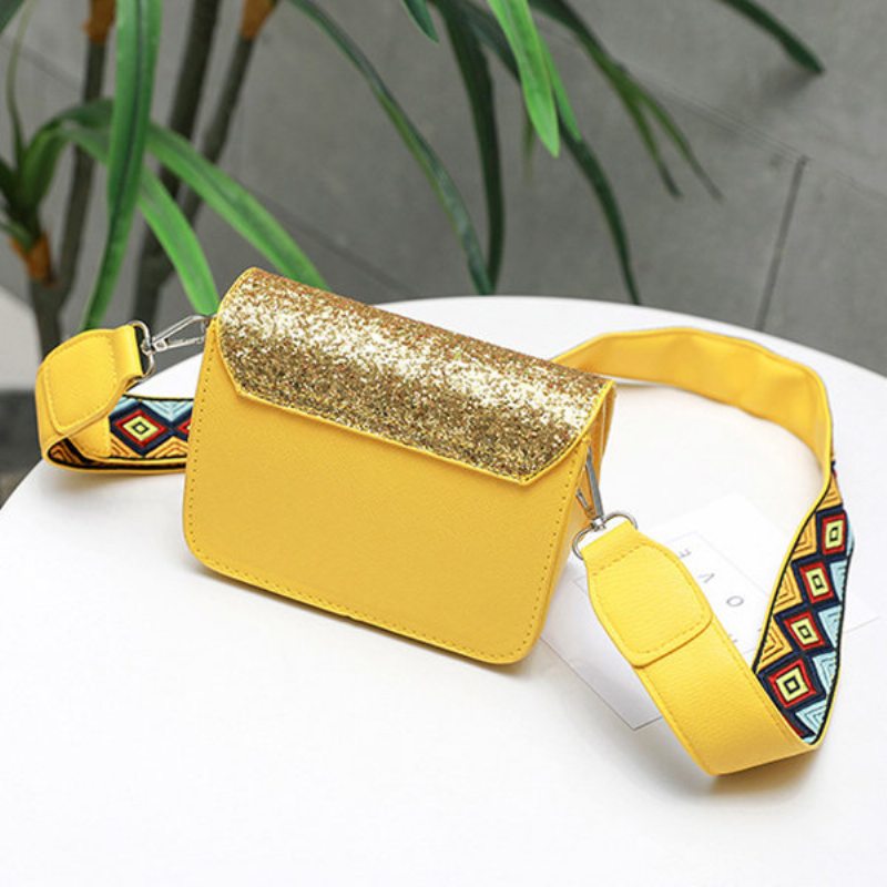 Women Personality Square Bag Sequin Crossbody Taška Široká Cez Rameno