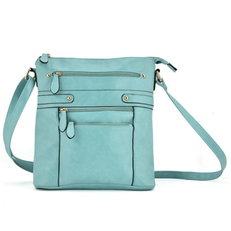 Women Pure Color Multi-vrecková Taška Messenger Cez Rameno Crossbody