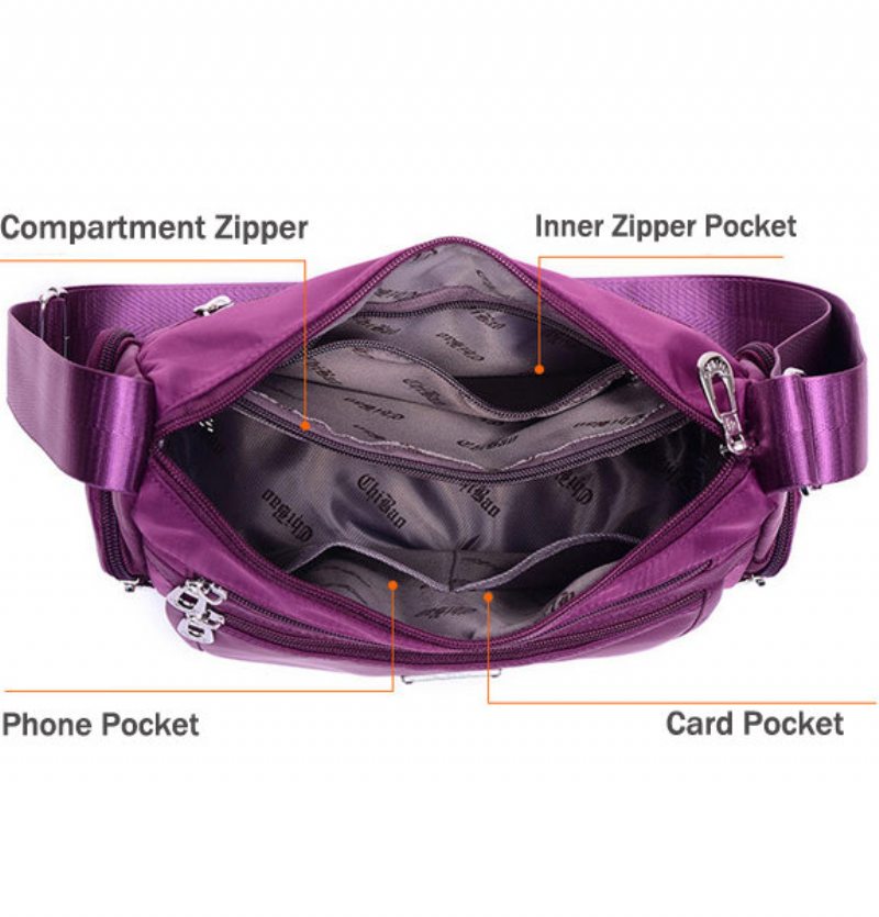 Žena Multi-crossbody Taška Na Zips Cez Rameno Vodotesná Kabelka